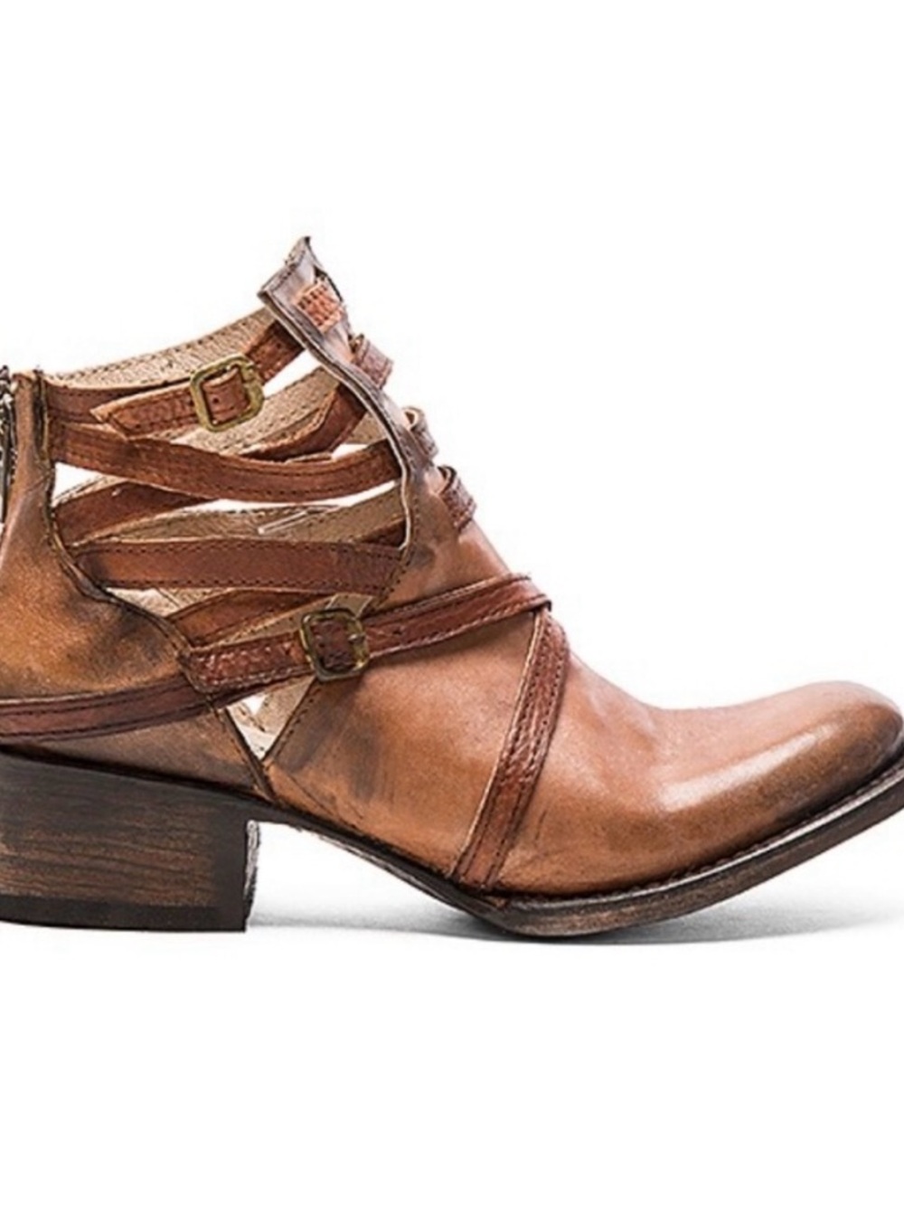 Freebird by Steven Stair Brown Distressed Leather Ankle Booties Boho Hippie Sz 8 - Picture 2 of 9